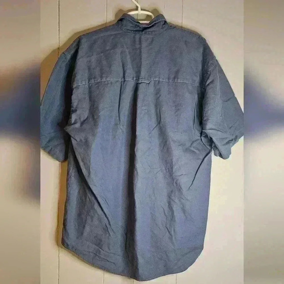 Greg Norman Collection Blue Pocket Button Short Sleeve Shirt Medium - Picture 6 of 7